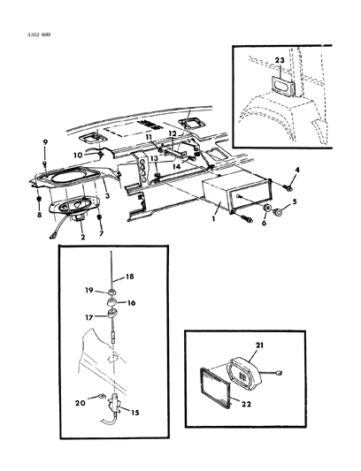 1984 Dodge Ram Wagon Instrument Panel Radio & Antenna Diagram