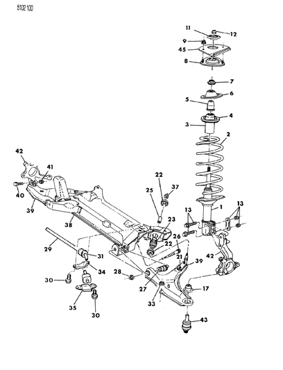 1985 Dodge Omni Suspension - Front Diagram