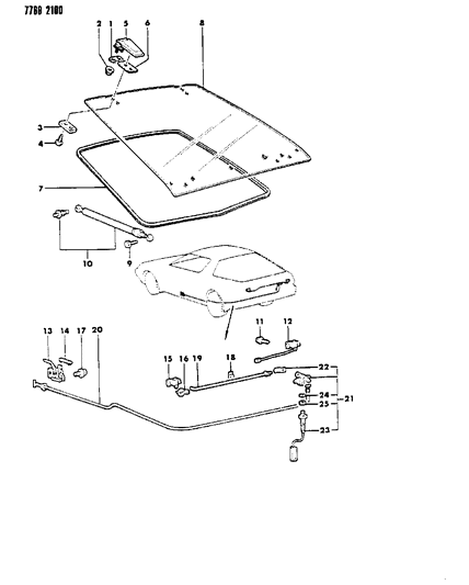 1987 Chrysler Conquest Liftgate Glass & Liftgate Release Diagram