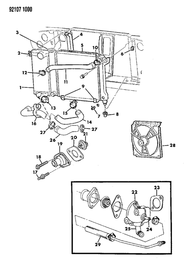 1992 Chrysler LeBaron ISOLATOR-Radiator Diagram for 4401950