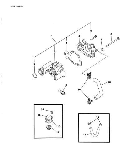 1984 Chrysler Executive Sedan Water Pump & Related Parts Diagram 3