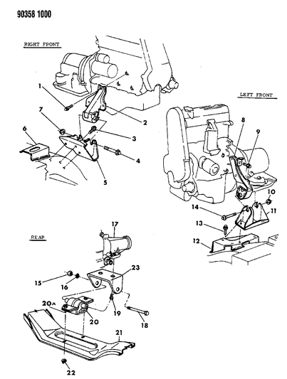 1993 Dodge Dakota Adapter-Bracket-Engine Rear INSUL Diagram for 52007145