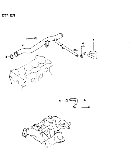 1987 Dodge Colt Water Hose & Pipe Diagram 3