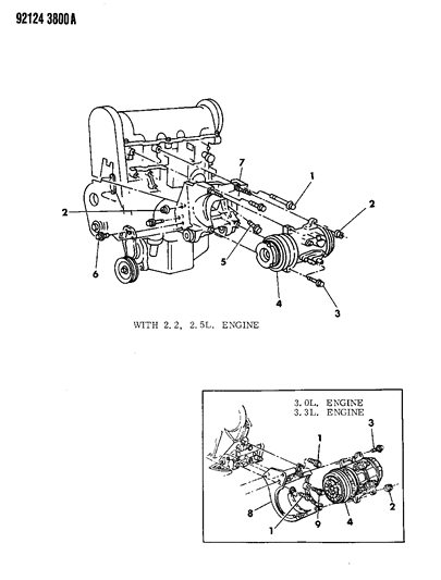 1992 Dodge Dynasty A/C Compressor Mounting Diagram