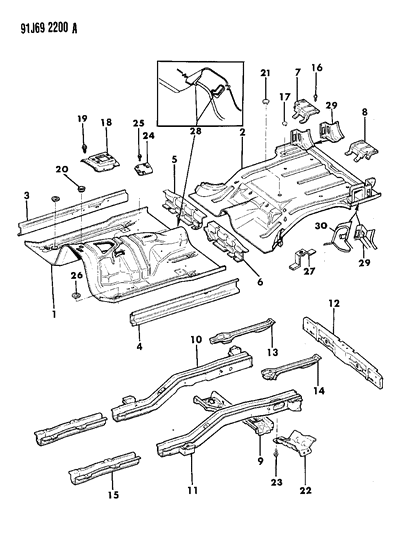 1993 Jeep Cherokee Pans, Floor Diagram