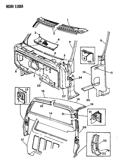 1993 Dodge D350 Body Panels Diagram