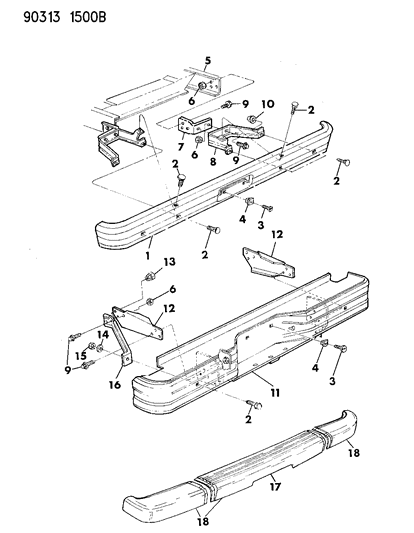 1990 Dodge D350 Bumper, Rear Diagram 2