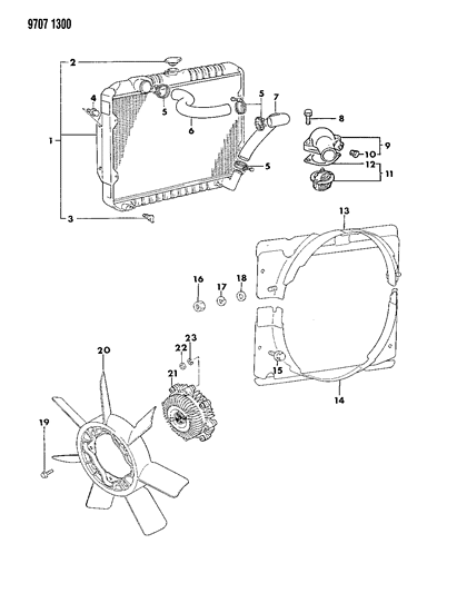 1989 Dodge Ram 50 Radiator & Related Parts Diagram 2