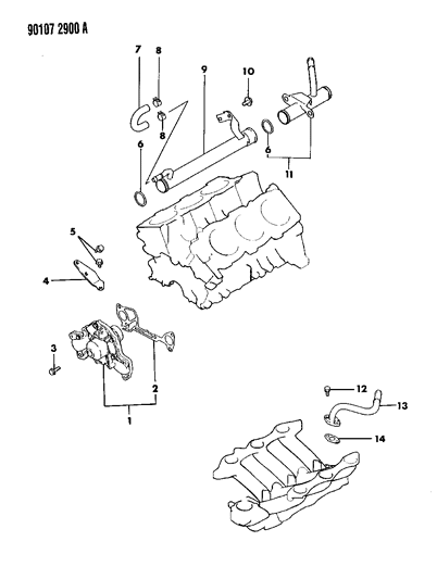 1990 Chrysler LeBaron Water Pump & Related Parts Diagram 2