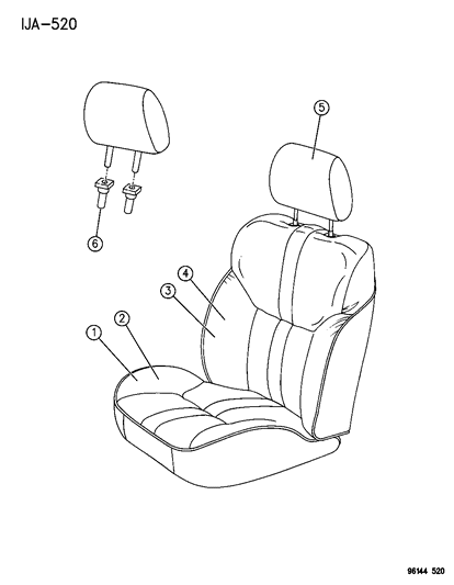 1996 Dodge Stratus HEADREST-Front St Right & Left Diagram for LC57SK5
