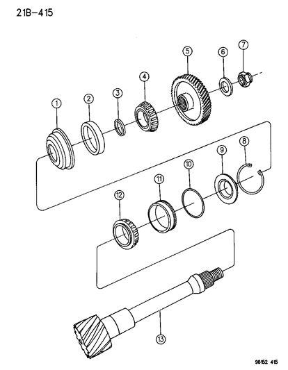 1996 Chrysler Sebring Shaft - Transfer Diagram