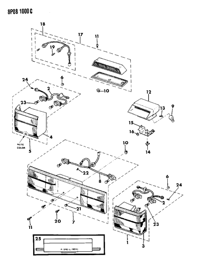 1992 Dodge Monaco Lamp, Hi-Mtd. Stop, Shelf Diagram for AR74HA8