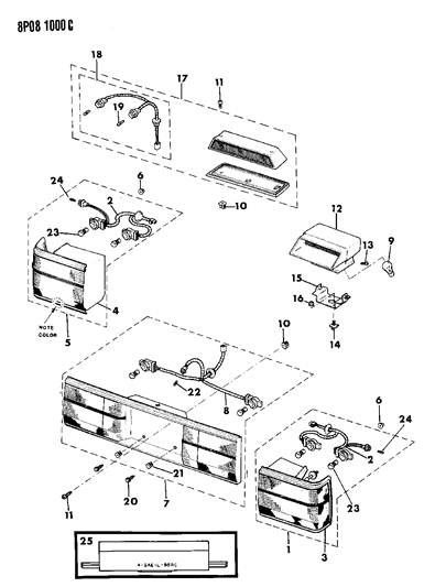 1992 Dodge Monaco Lamps & Wiring - Rear Diagram