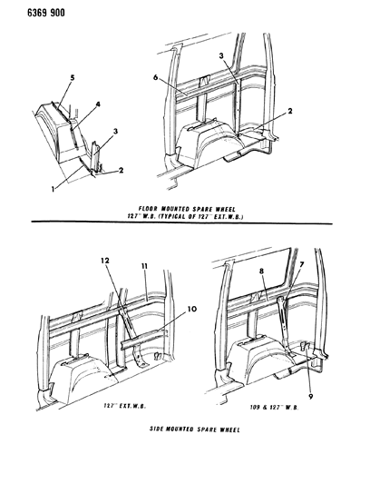 1986 Dodge Ram Van Supports & Channels Diagram