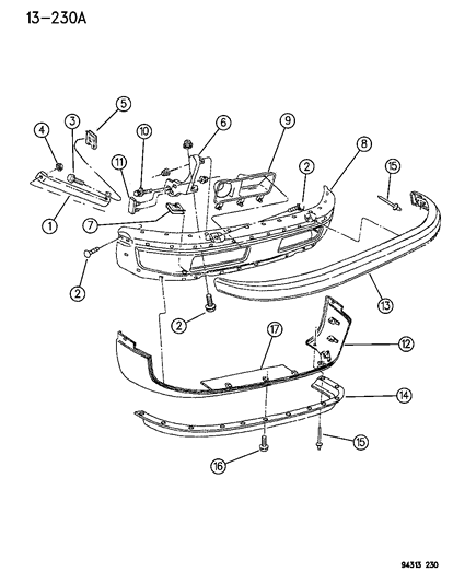 1995 Dodge Ram 3500 Bumper, Front Diagram