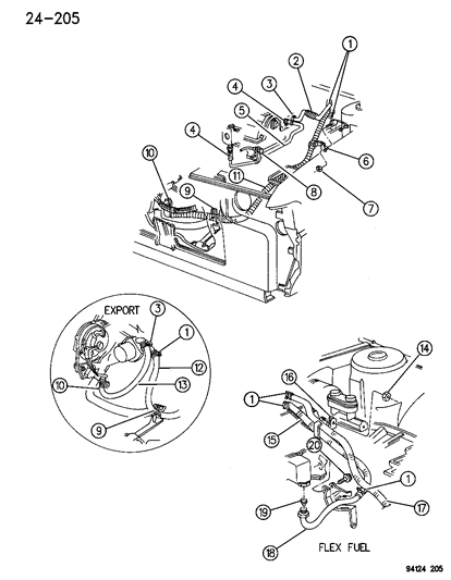 1994 Chrysler LeBaron Sedan Plumbing - A/C & Heater Diagram 1