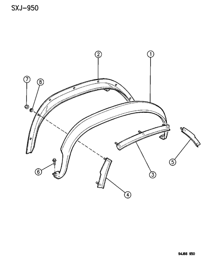 1996 Jeep Cherokee Molding Diagram for 55155290