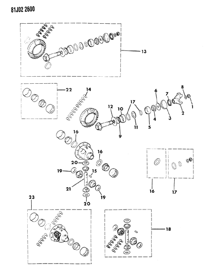 1986 Jeep Grand Wagoneer Differential - Front Axle Diagram