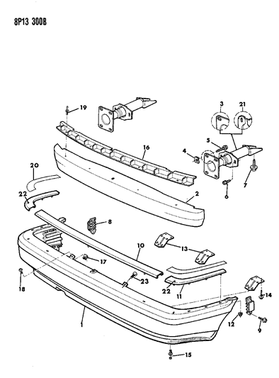 1992 Dodge Monaco Bumper, Rear Diagram