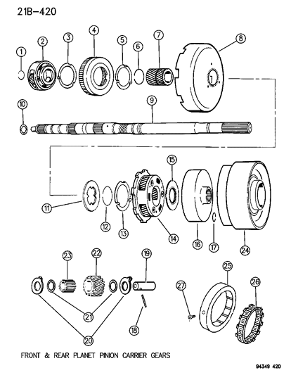 1995 Dodge Ram Van Gear Train & Output Shaft Diagram 2