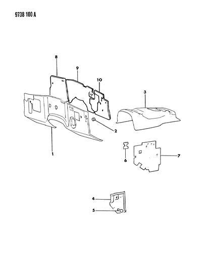 1989 Dodge Raider Cowl Panel & Silencers Diagram