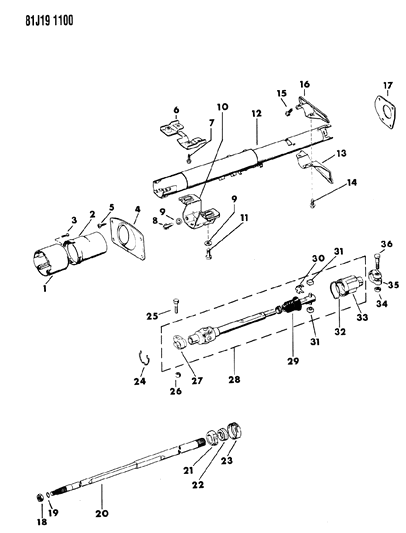 1986 Jeep Wrangler Housing - Steering Column Lower Diagram 4