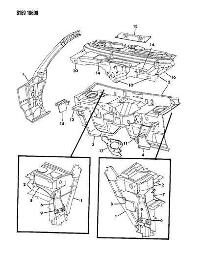 1988 Dodge Diplomat Cowl & Dash Panel Diagram