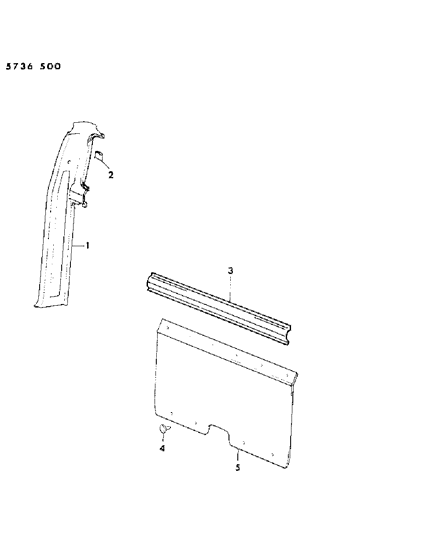 1985 Dodge Ram 50 B-Pillar, Rear Panel Interior Trim Diagram