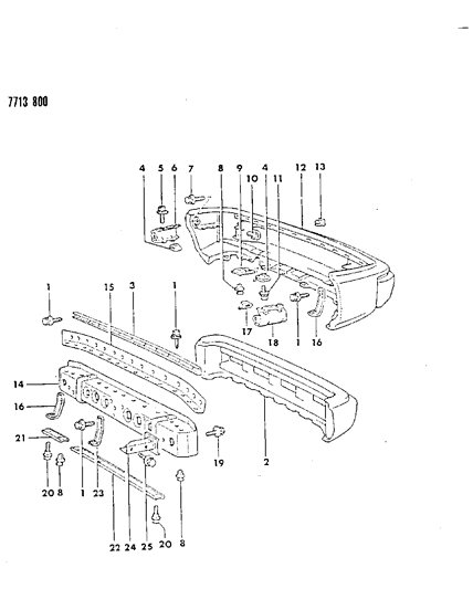 1987 Dodge Colt Bumper, Rear Diagram 1