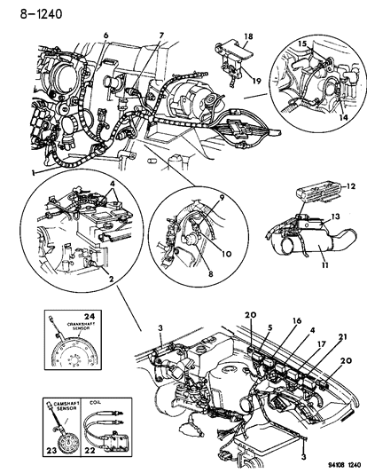 1994 Chrysler Town & Country Wiring - Engine & Related Parts Diagram