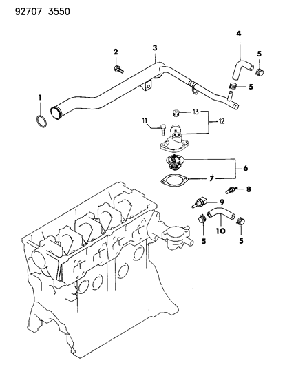 1993 Dodge Colt Water Hose & Pipe Diagram 1