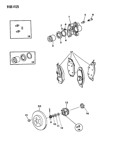 1989 Dodge Grand Caravan Brakes, Front Diagram 2