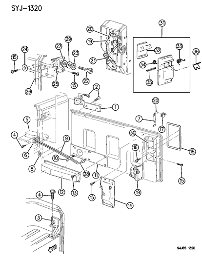1995 Jeep Wrangler Link-Key Cylinder To Latch Diagram for 55076011