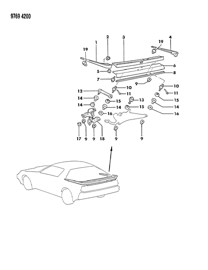 1989 Chrysler Conquest Spoiler, Liftgate Diagram