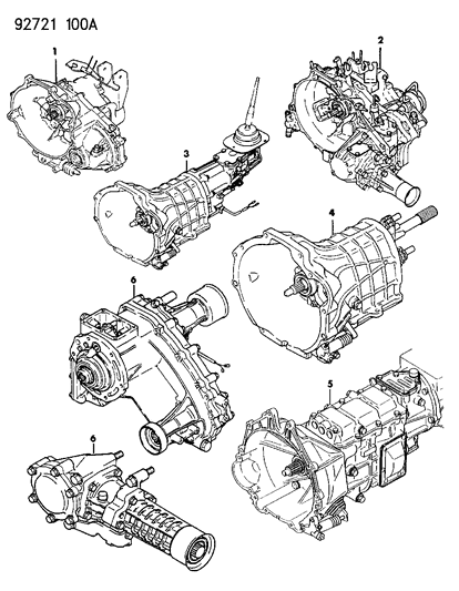 1992 Dodge Ram 50 Transaxle, Transmission, Transfer Case, Assemblies Diagram