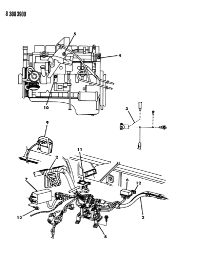 1989 Dodge W250 Wiring - Engine - Front End & Related Parts Diagram 3