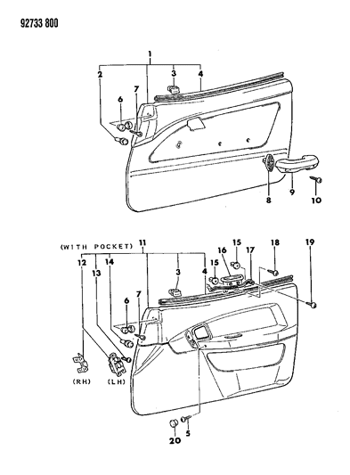 1992 Dodge Colt Clip-Trim Panel Diagram for MB851006