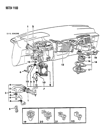 1990 Dodge Ram 50 Heater Unit & Heater Plumbing Diagram