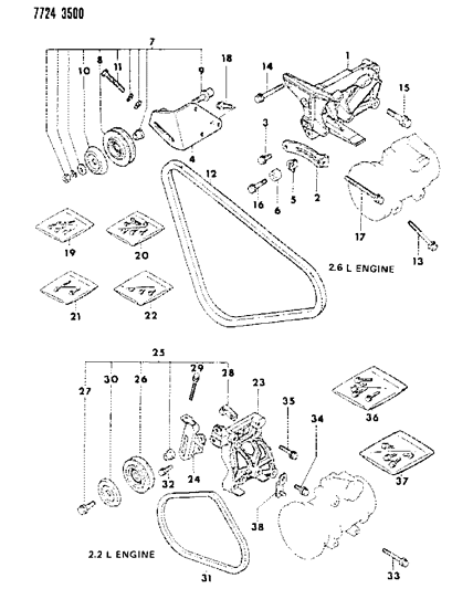 1987 Dodge Ram 50 Bolt A/C Driving Diagram for MB379661