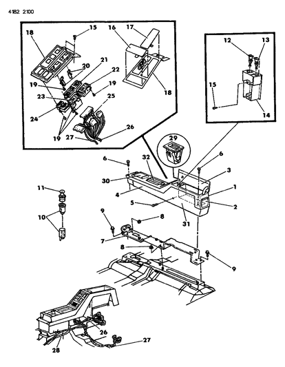 1984 Dodge Daytona Console, Center Diagram