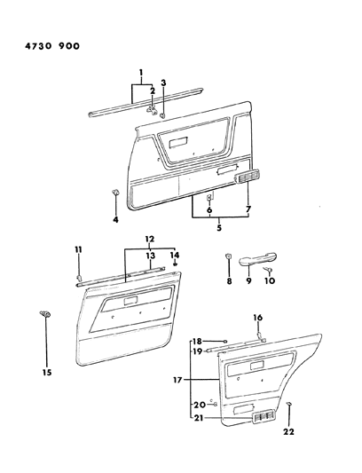 1984 Dodge Colt Door Trim Panel Diagram