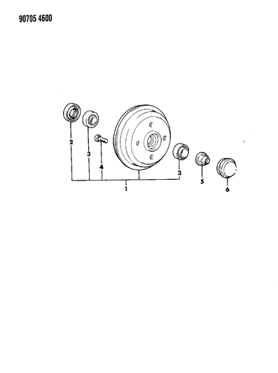 1990 Dodge Colt Brake, Drum And Bearings, Rear Diagram