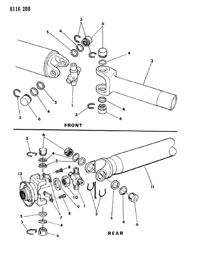 1986 Dodge Caravan Propeller Shaft & Universal Joint Diagram