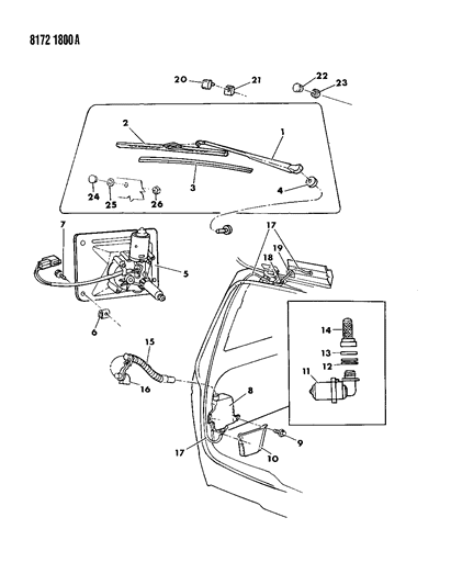 1988 Dodge Grand Caravan Liftgate Wiper & Washer System Diagram