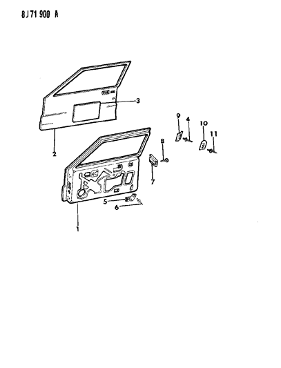 1989 Jeep Wagoneer Door, Front Two Door Diagram