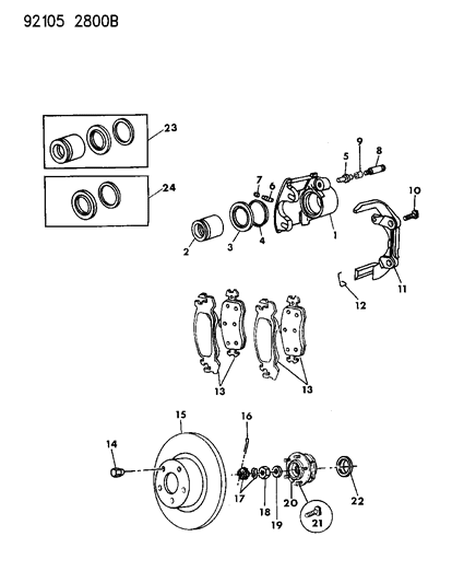 1992 Chrysler Town & Country Brakes, Front Diagram 1