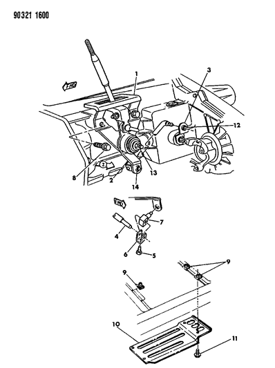 1991 Dodge Dakota Controls & Mounting, Transfer Case Diagram