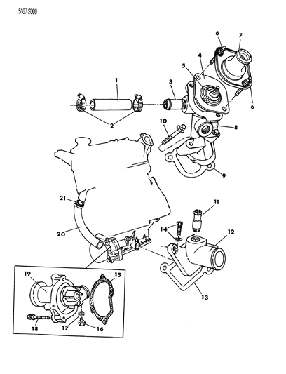 1985 Dodge Daytona Water Pump & Related Parts Diagram 1