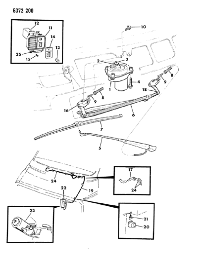 1987 Dodge Ram Wagon Windshield Wiper & Washer System Diagram