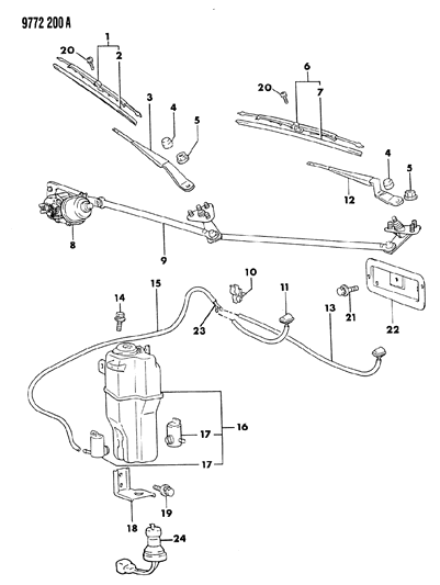 1989 Dodge Colt Windshield Wiper & Washer System Diagram